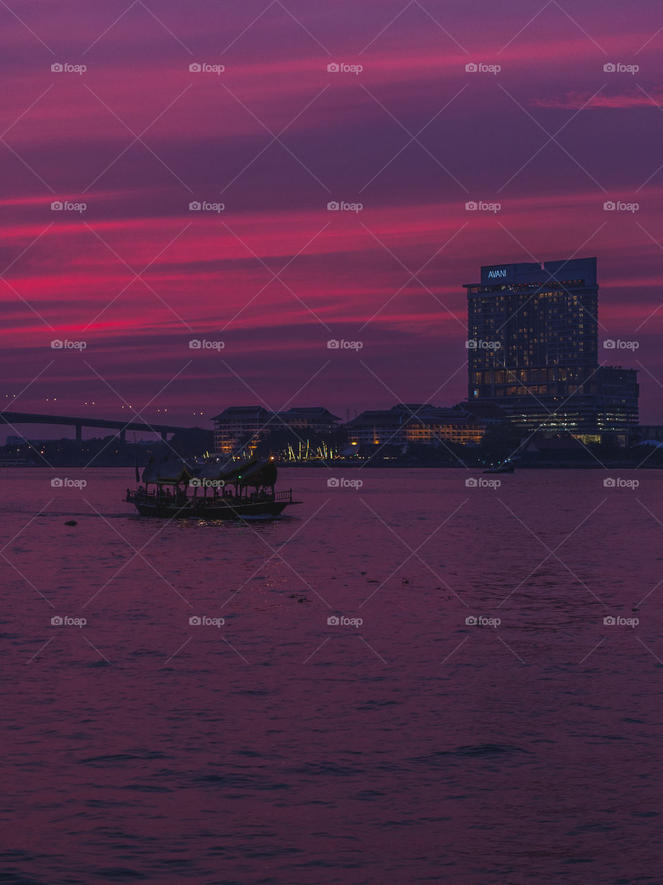 sunset over Chao Prhaya driver, Bangkok