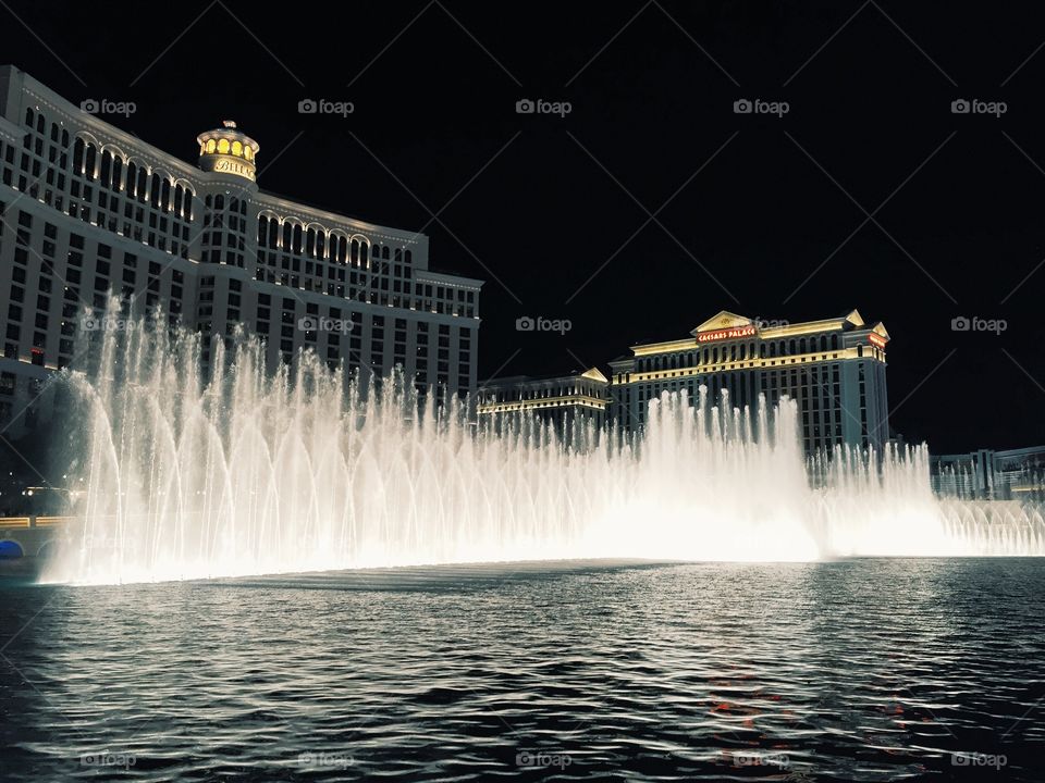 Vegas Nights. Water show at the Bellagio Hotel