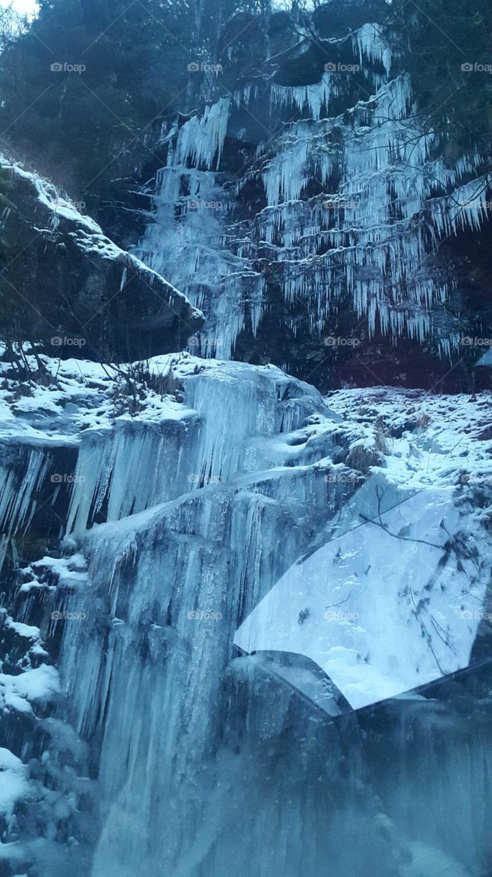 Waterfall, ice, water, frozen