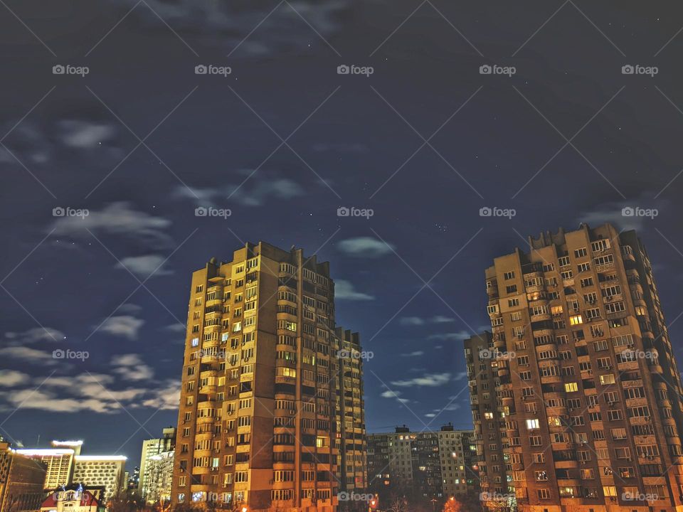 night sky in the city of Kiev