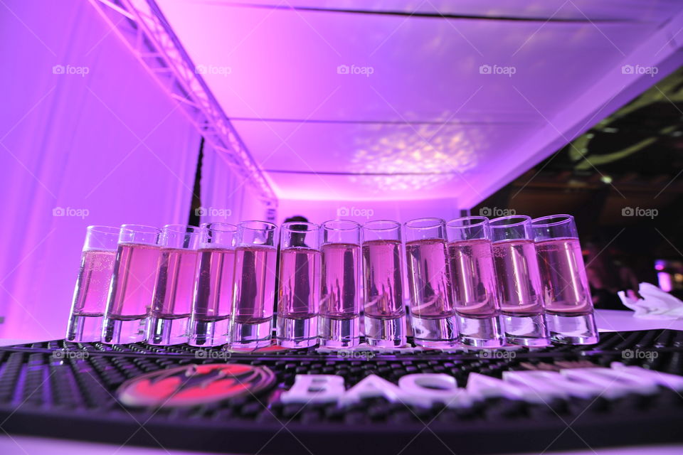 Pink shots in a nightclub