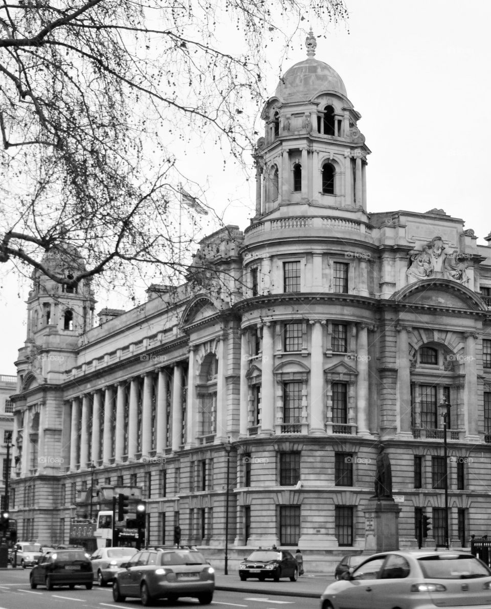 Old building with columns. Photo taken in London.
