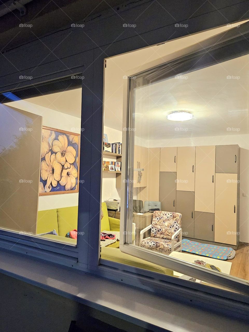 view through the open window