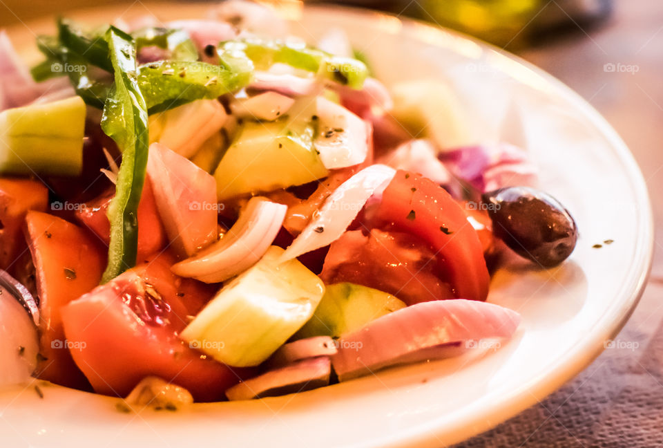 Traditional Rustic Healthy Vegetarian Greek Salad
