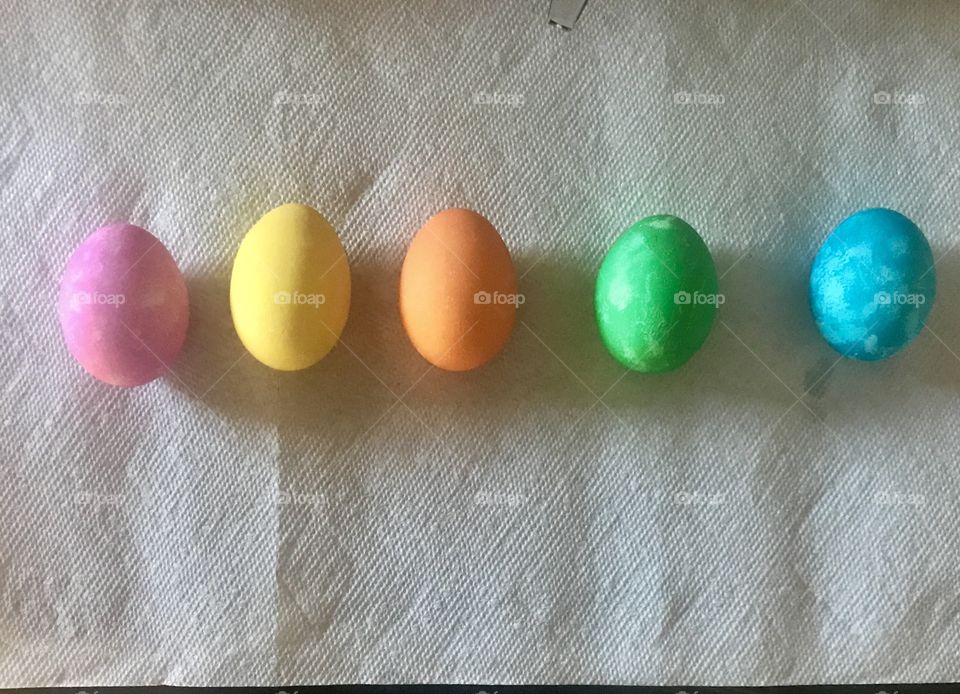 Beautiful colorful Easter eggs on display 