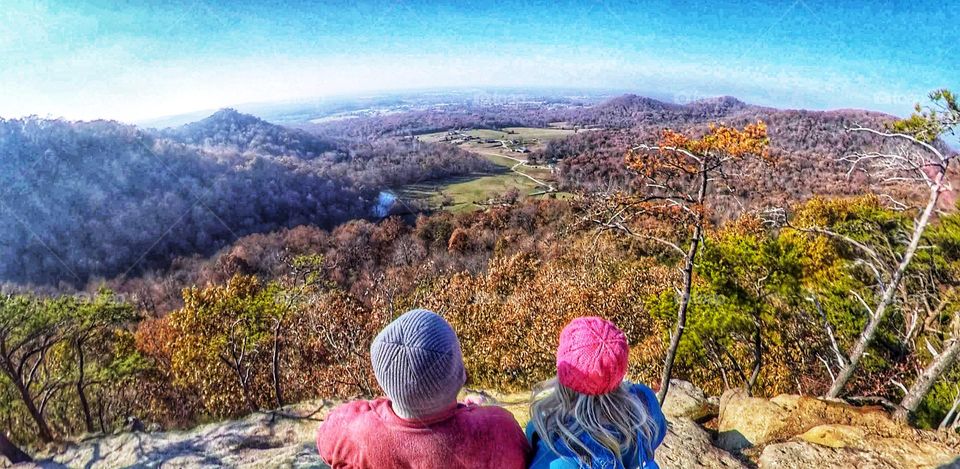 Looking out at the Kentucky valley after a hike up the mountain to see the beautiful views.