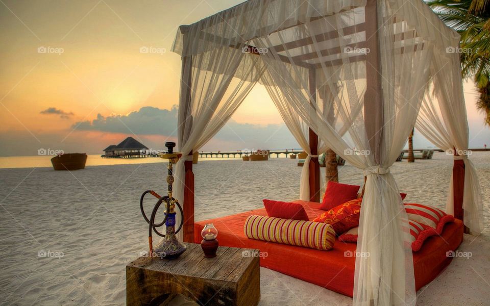open bedroom on the beach