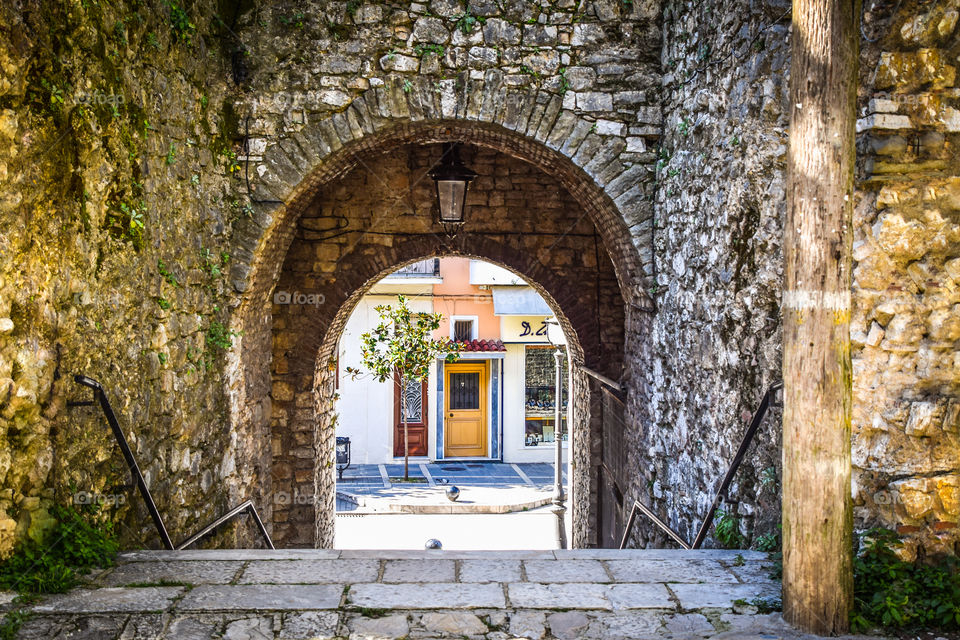 Street Stairs With Arch Architecture
