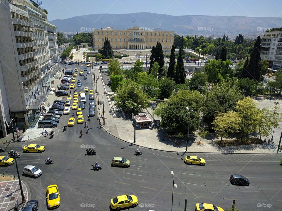Elevated view of city