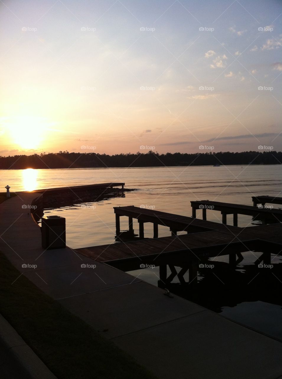 Sunset at empty docks