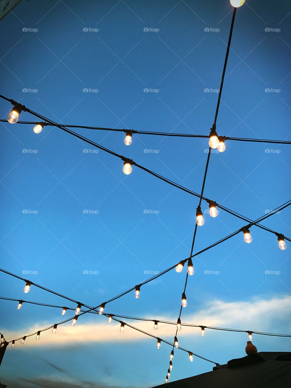 Edison bulbs in the night sky