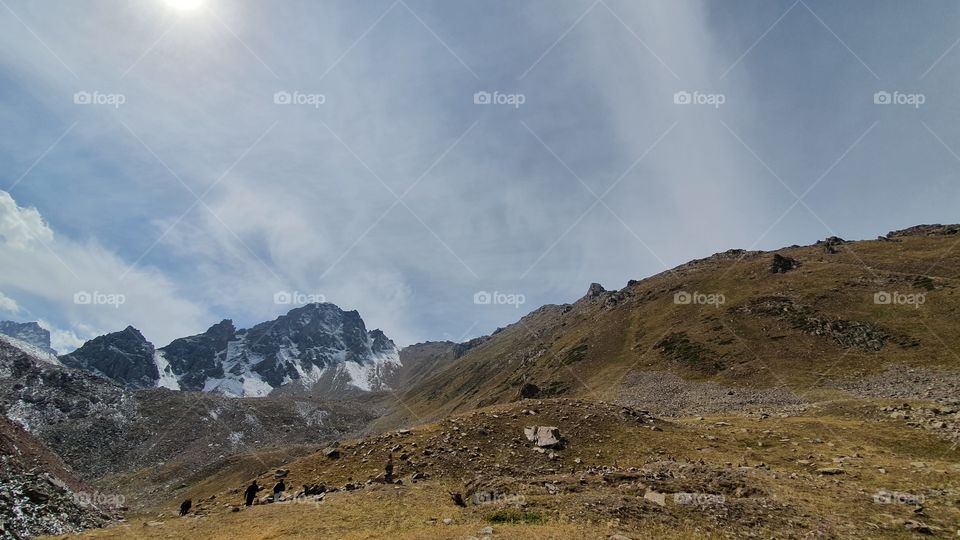 Almaty mountains peaks and sky