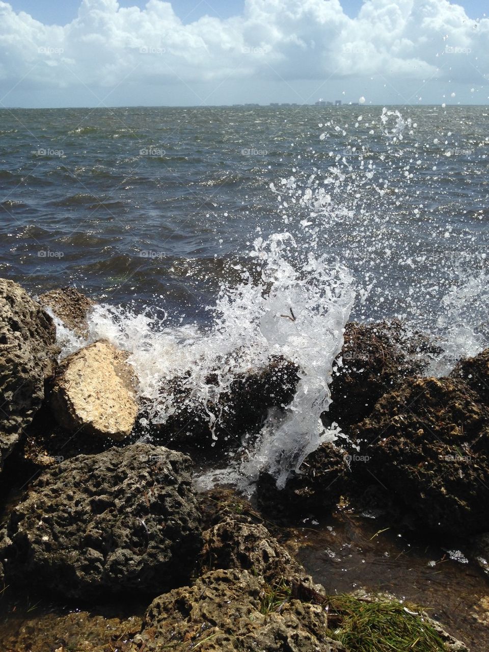 Ocean splashing against rocks