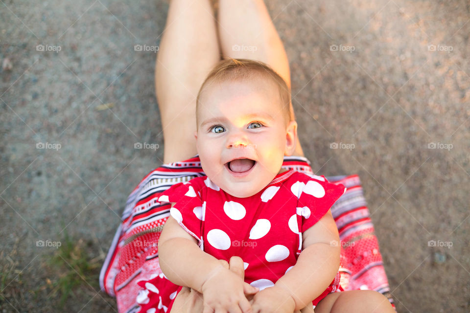 Elevated view of cute little girl