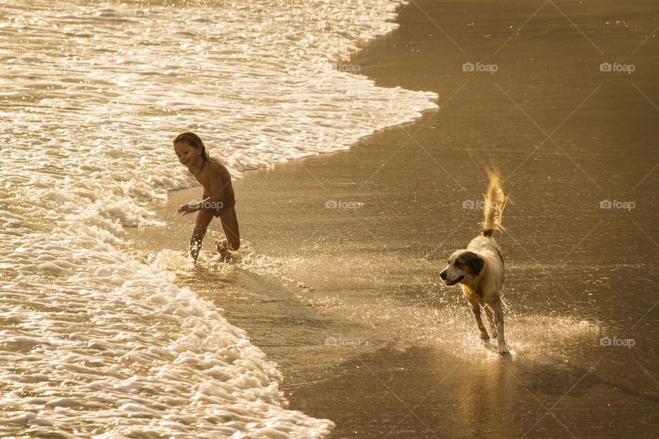 the girl, the dog and the sea.