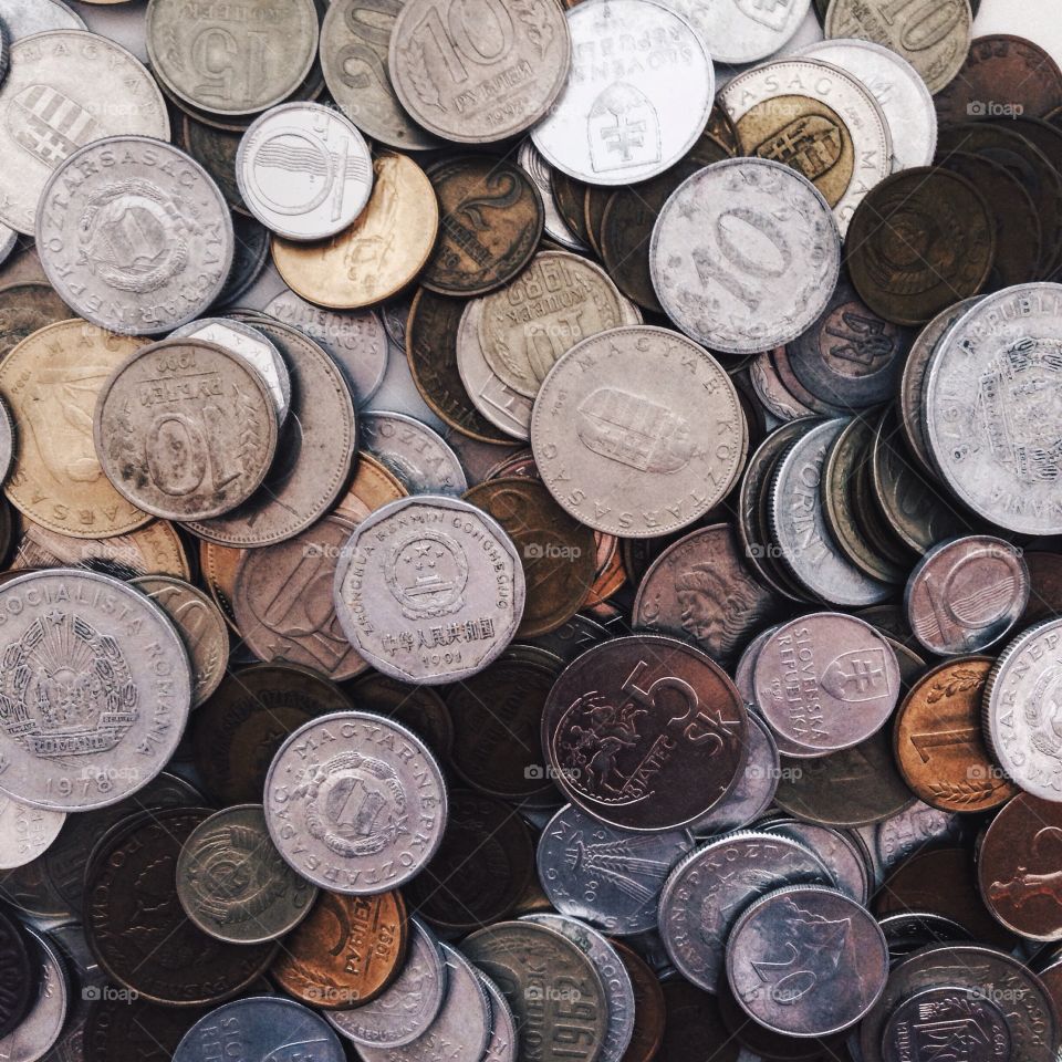 Full frame of coins