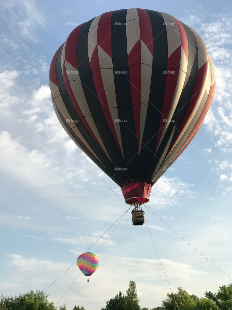 Colorful hot-air-balloons at a summer festival in Prineville in Central Oregon on a summer morning 