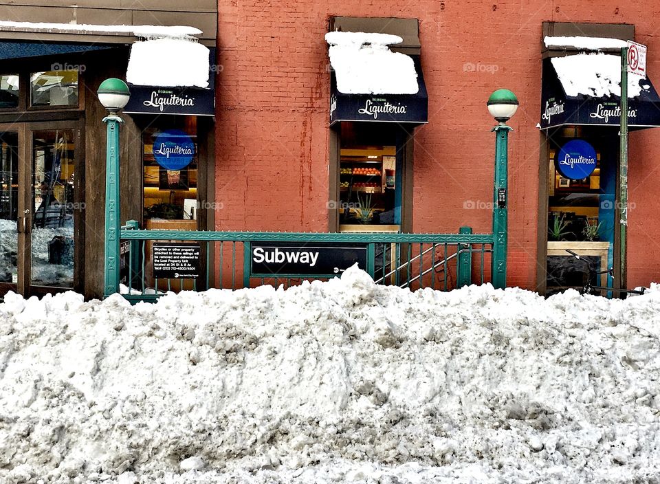 Subway Station Behind the Snow, Manhattan, New York City 