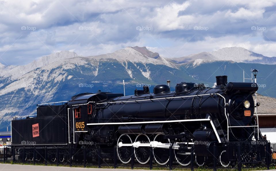 Train engine in Jasper, Alberta Canada