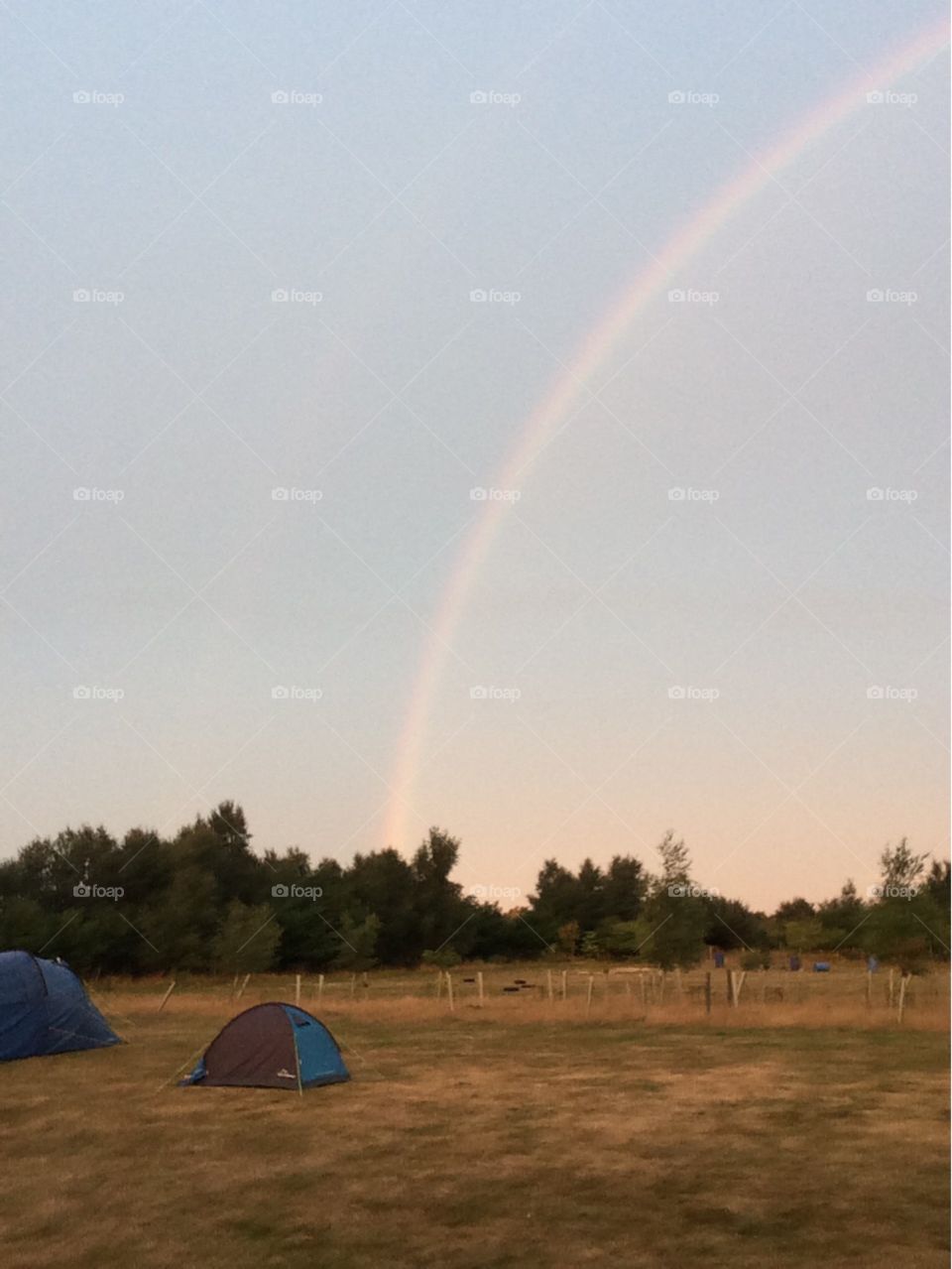 Rainbow over campsite