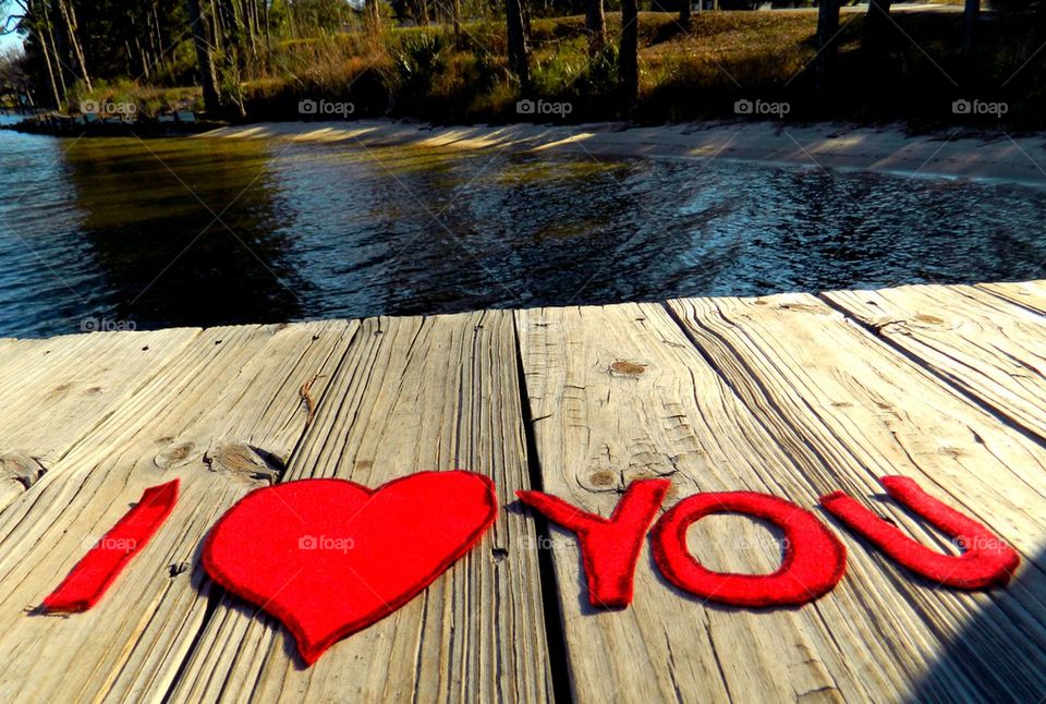 I Love You on the dock