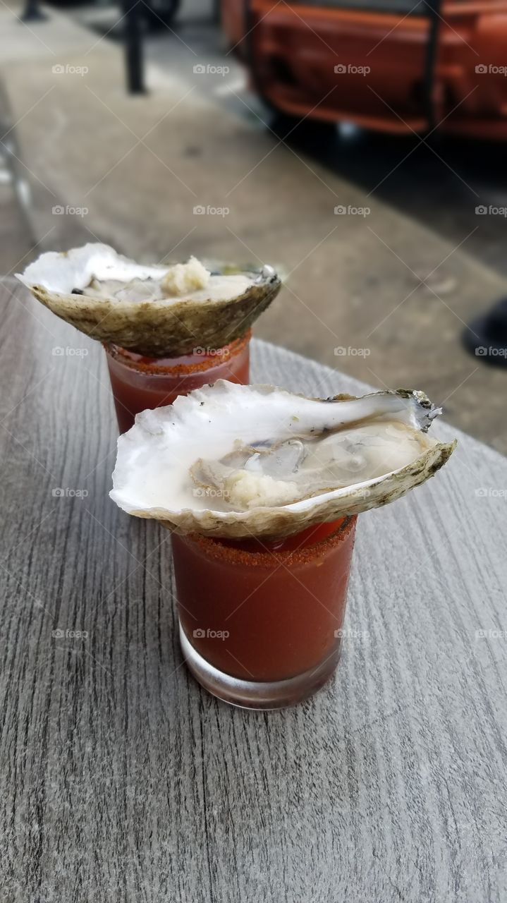Bloody Mary Oyster Shot