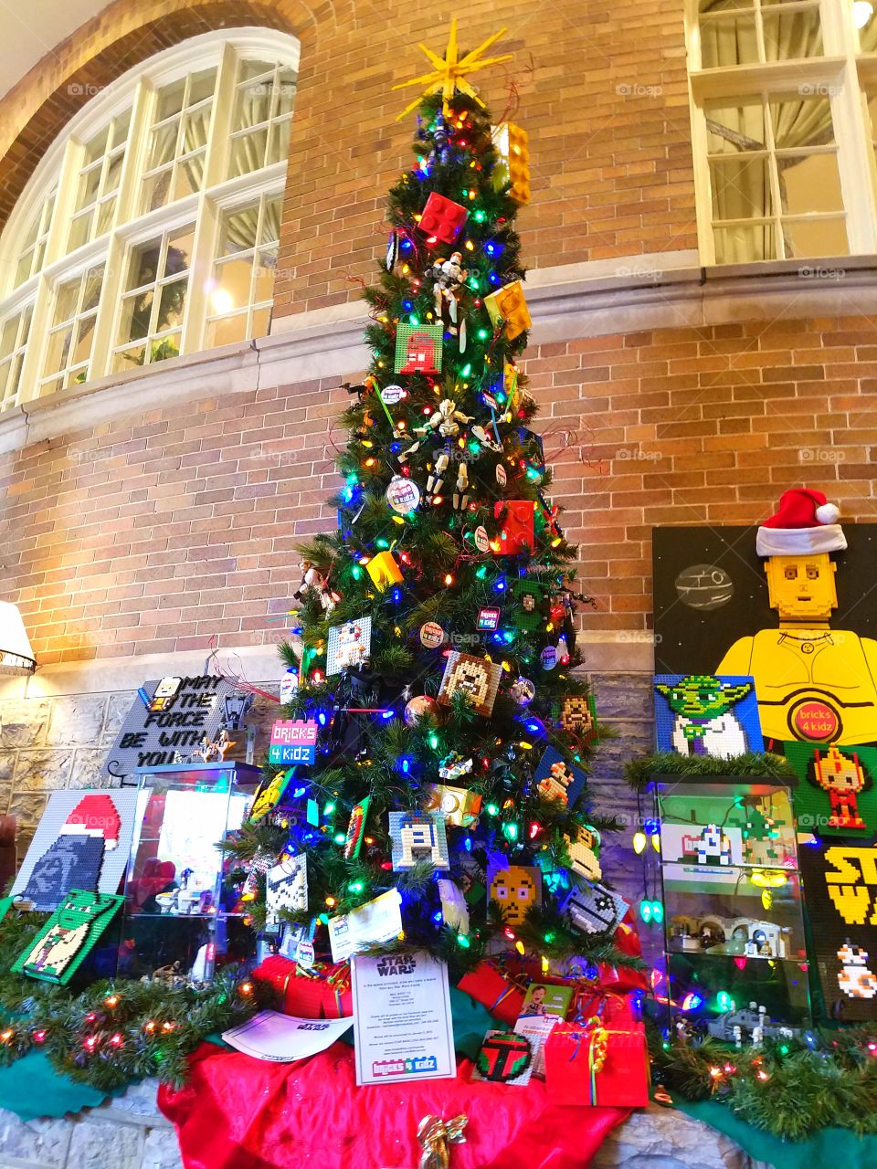 Lego tree inside of the Hotel Roanoke 