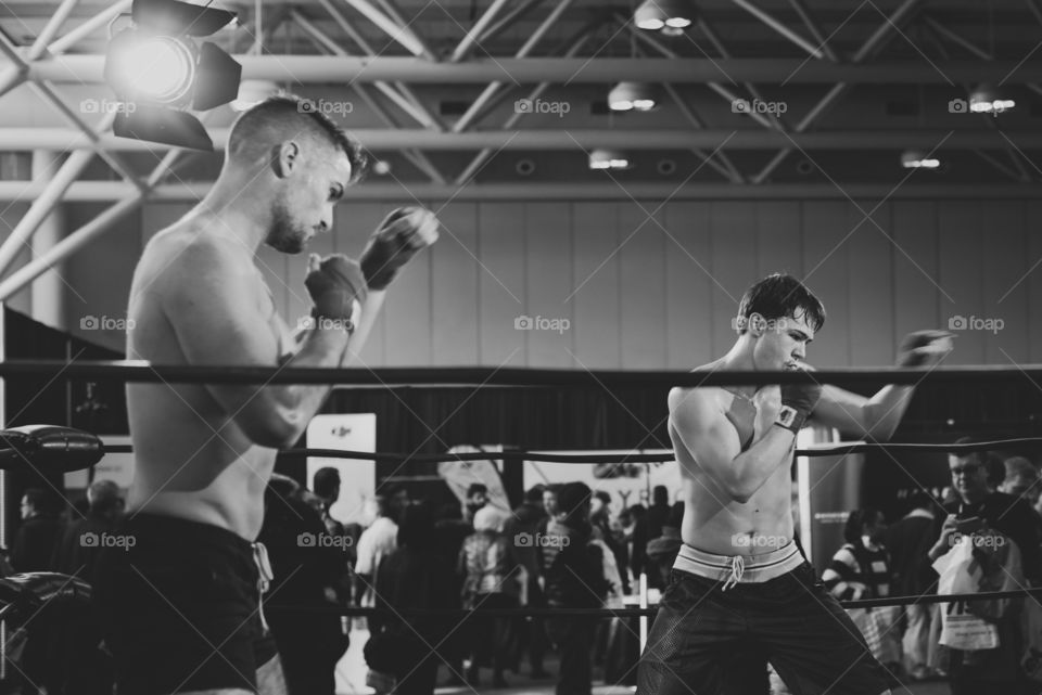 shadow boxing with training partner