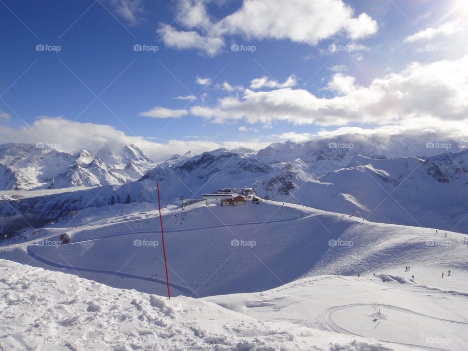 Skiing in the French alps- Meribel 