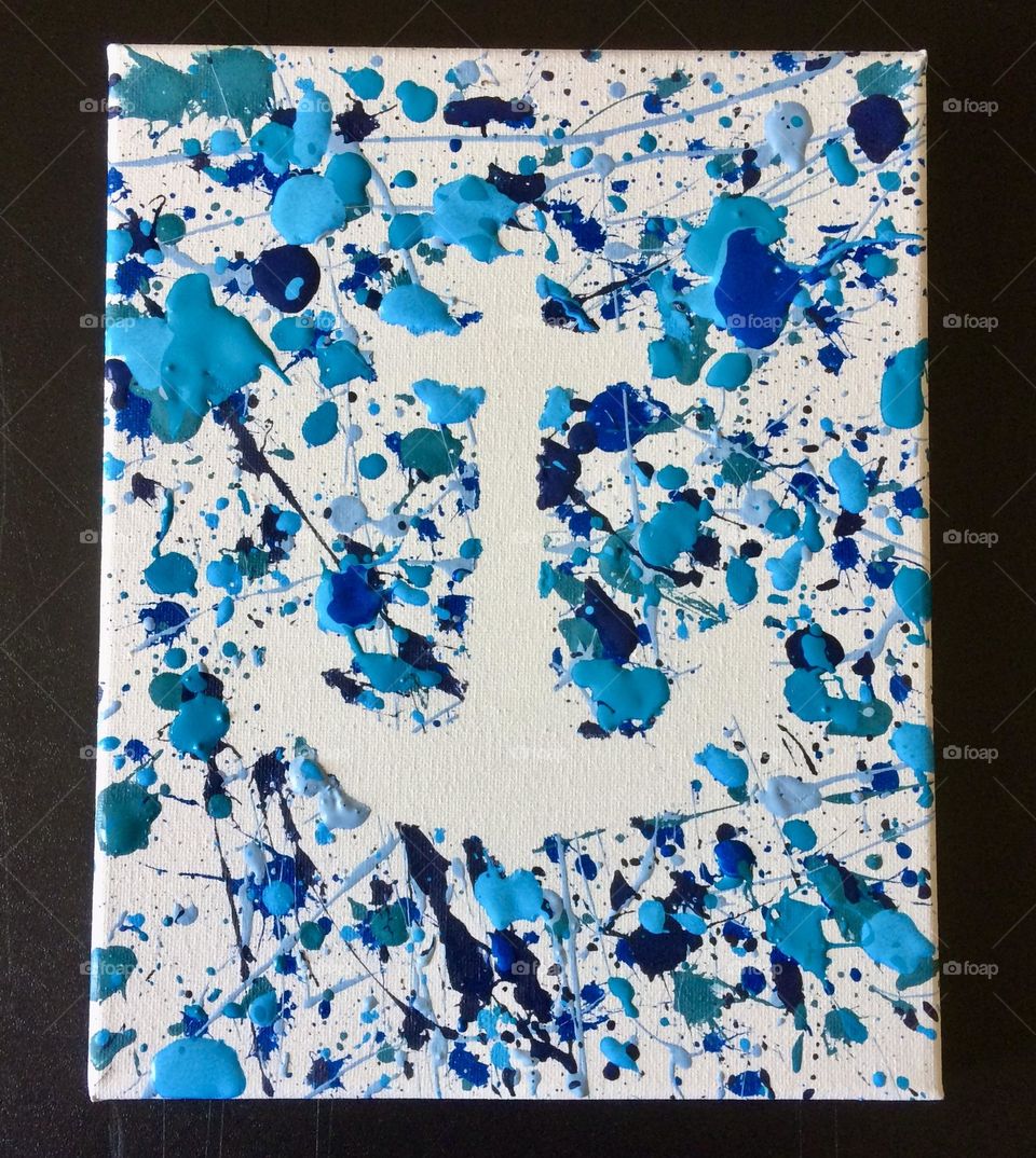 Splatter painting of an anchor, nautical decor, ocean home decoration