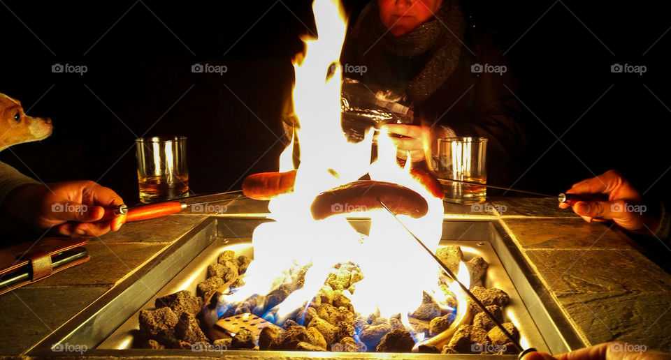 Roasting Hot Dogs On A Firepit