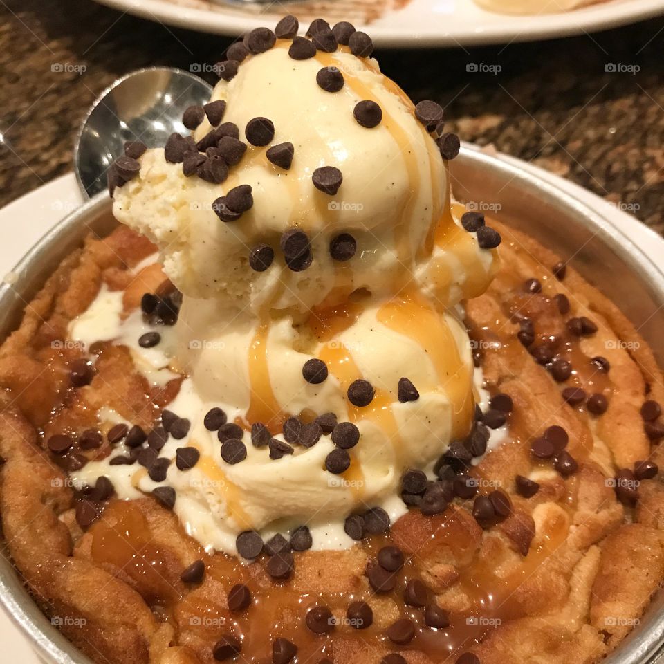 Pizookie - cookie with ice cream.