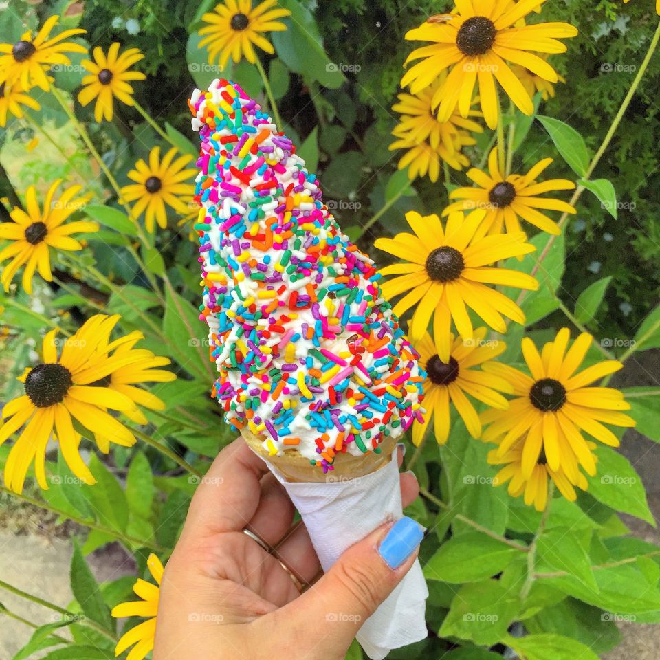 Afternoon Delight.. Who doesn't love a rainbow sprinkled vanilla cone on a hot day?