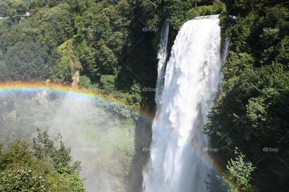 waterfall with rainbow