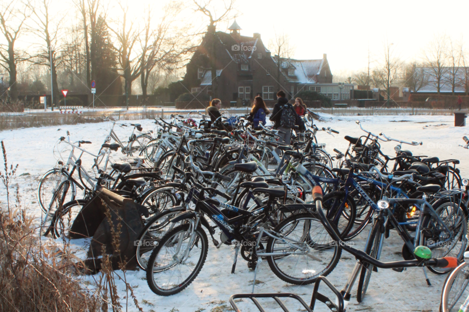 snow winter bicycle people by twilite