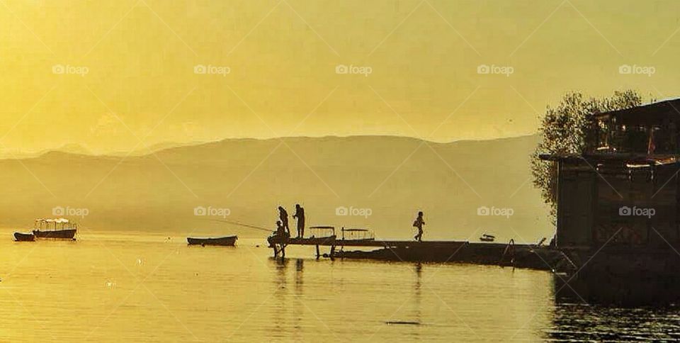 Fishing in the sunset