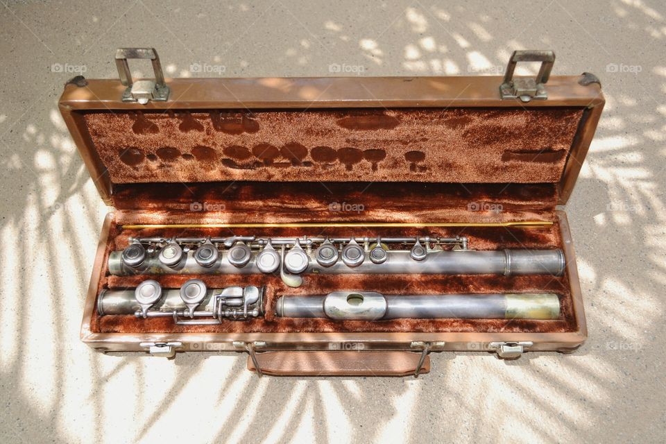 flute in case. well aged, but we'll played