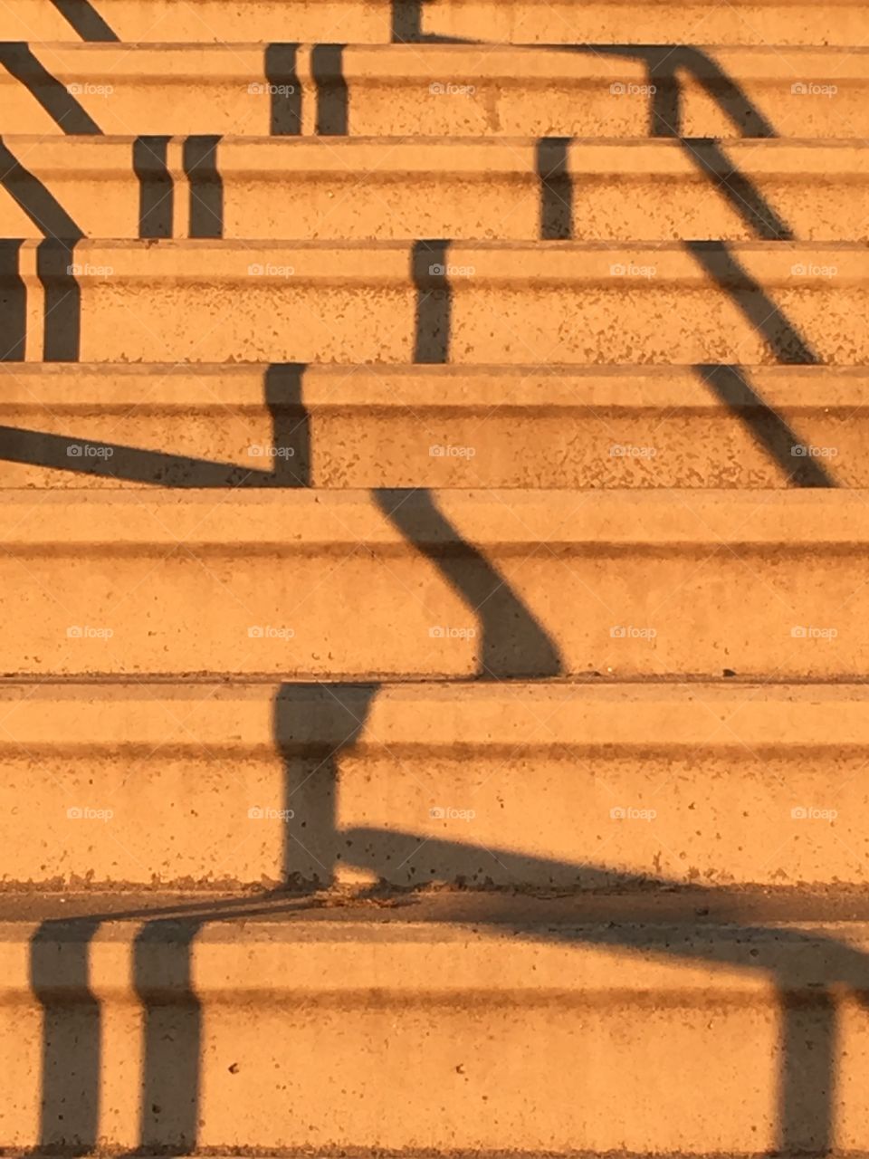 Shadows on stairs at sunset