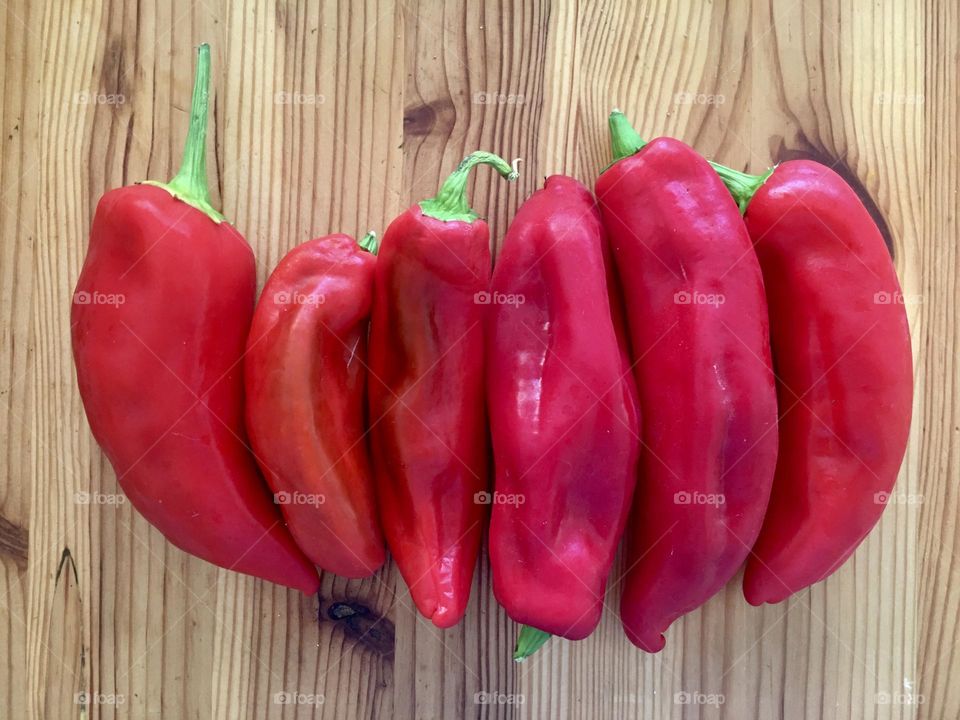 Red long sweet peppers 