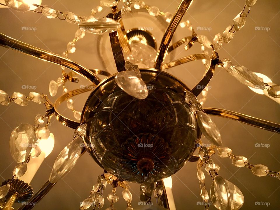 Glowing and Ornate Chandelier Close-Up in February 2018