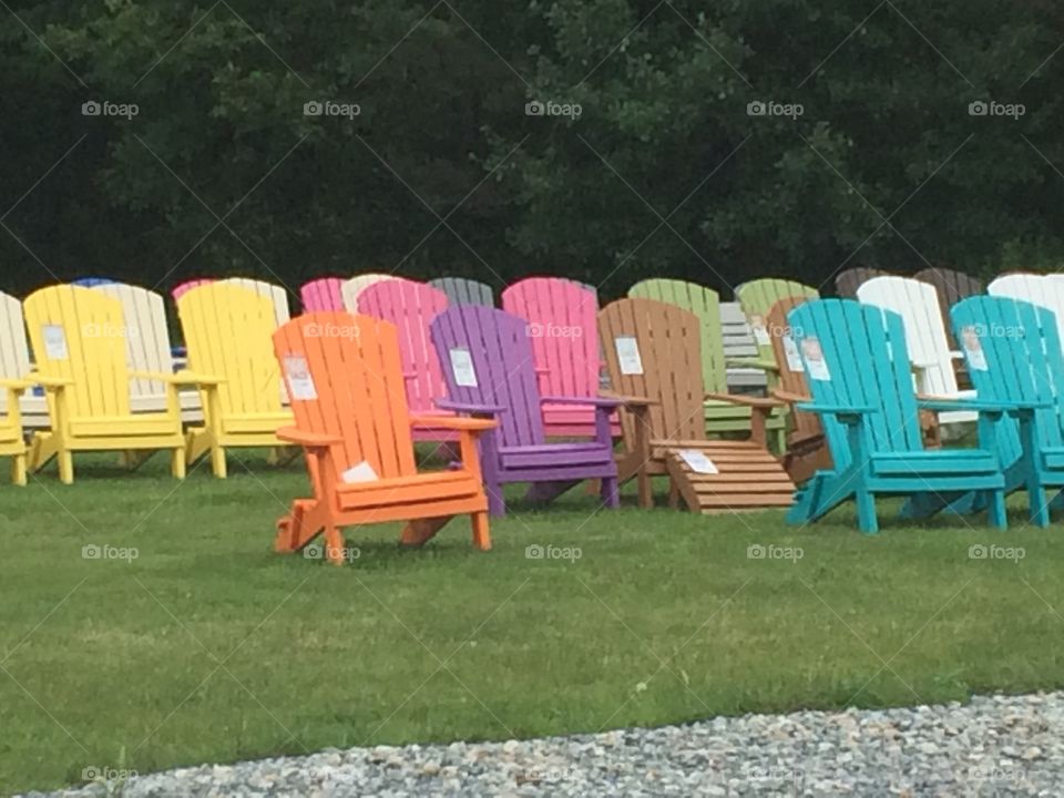 Colorful Adirondack chairs