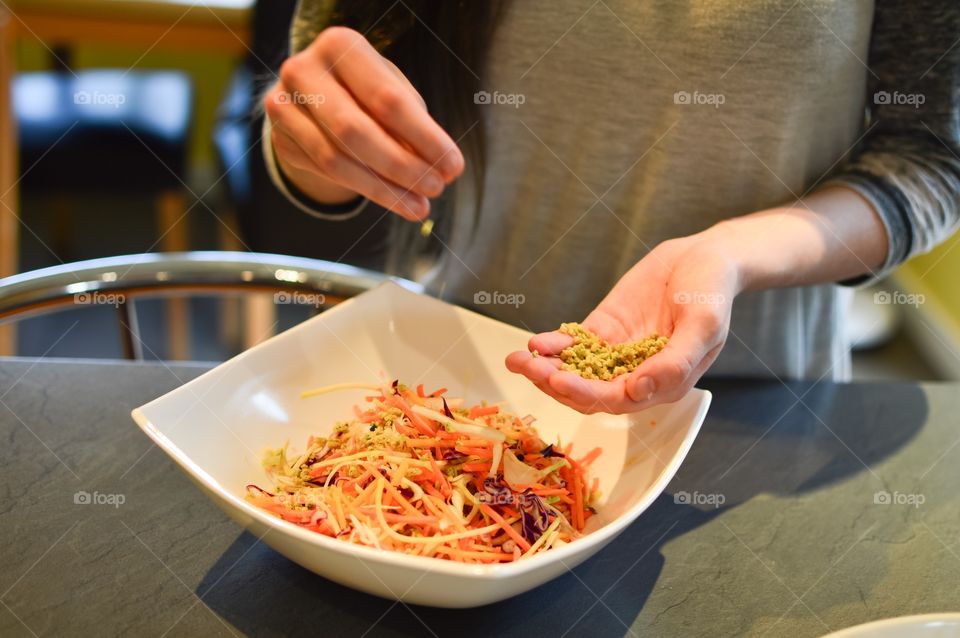 Person Preparing lunch on table