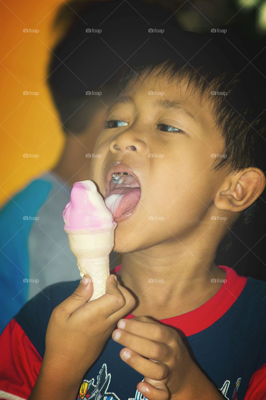 Boy eating ice-cream