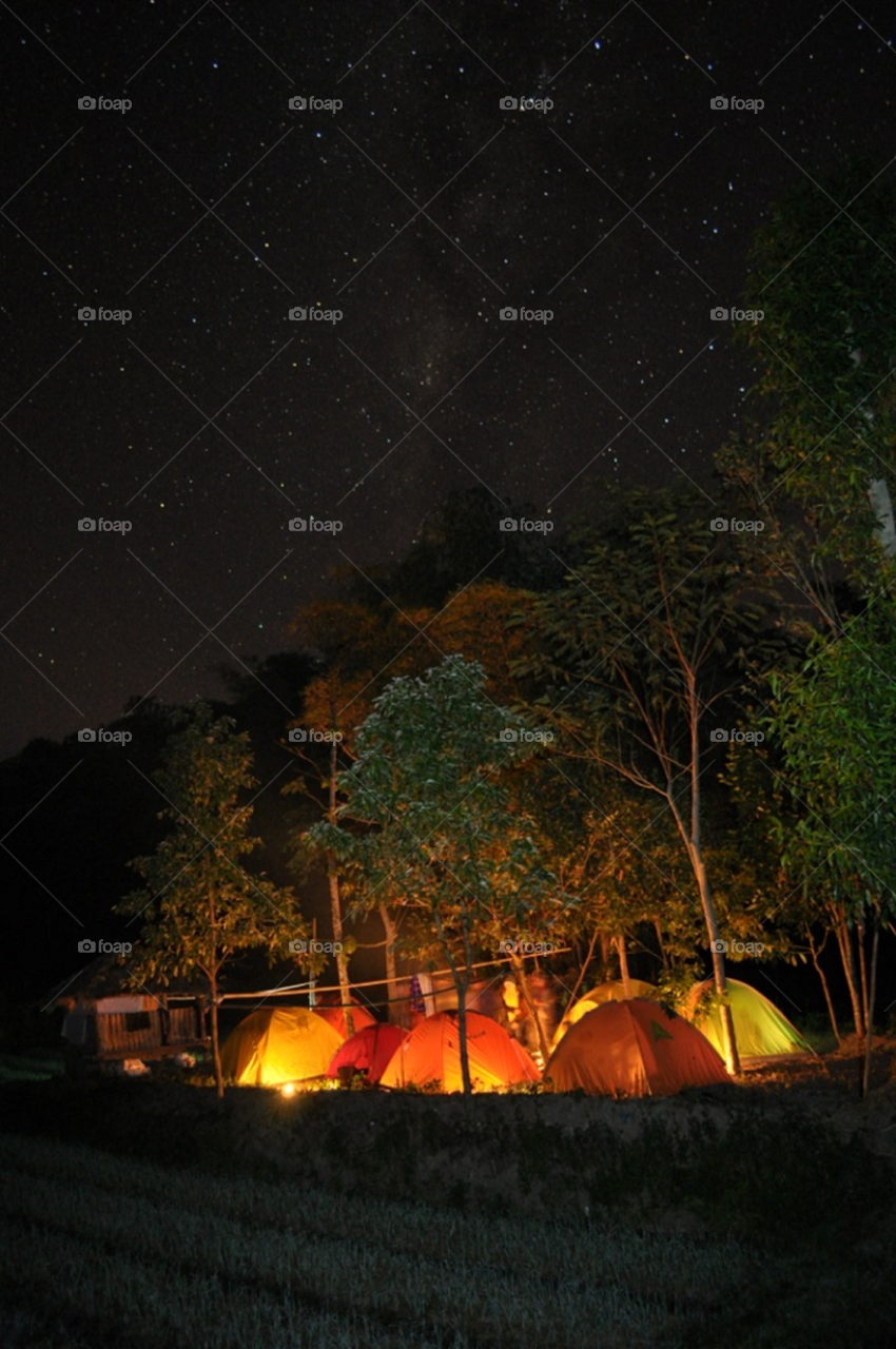 Camping in the night. A very good scenery when I was having anak holiday by making a tent near sembalun in lombok