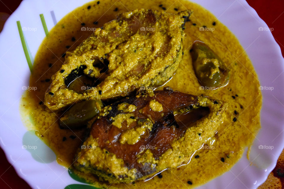 Bengali Indian Cuisine Shorshe Ilish Hilsa Fish