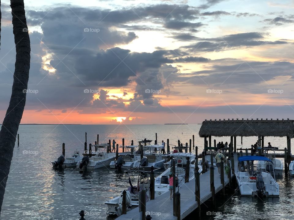 Sunset by the shore in the Florida Keys 