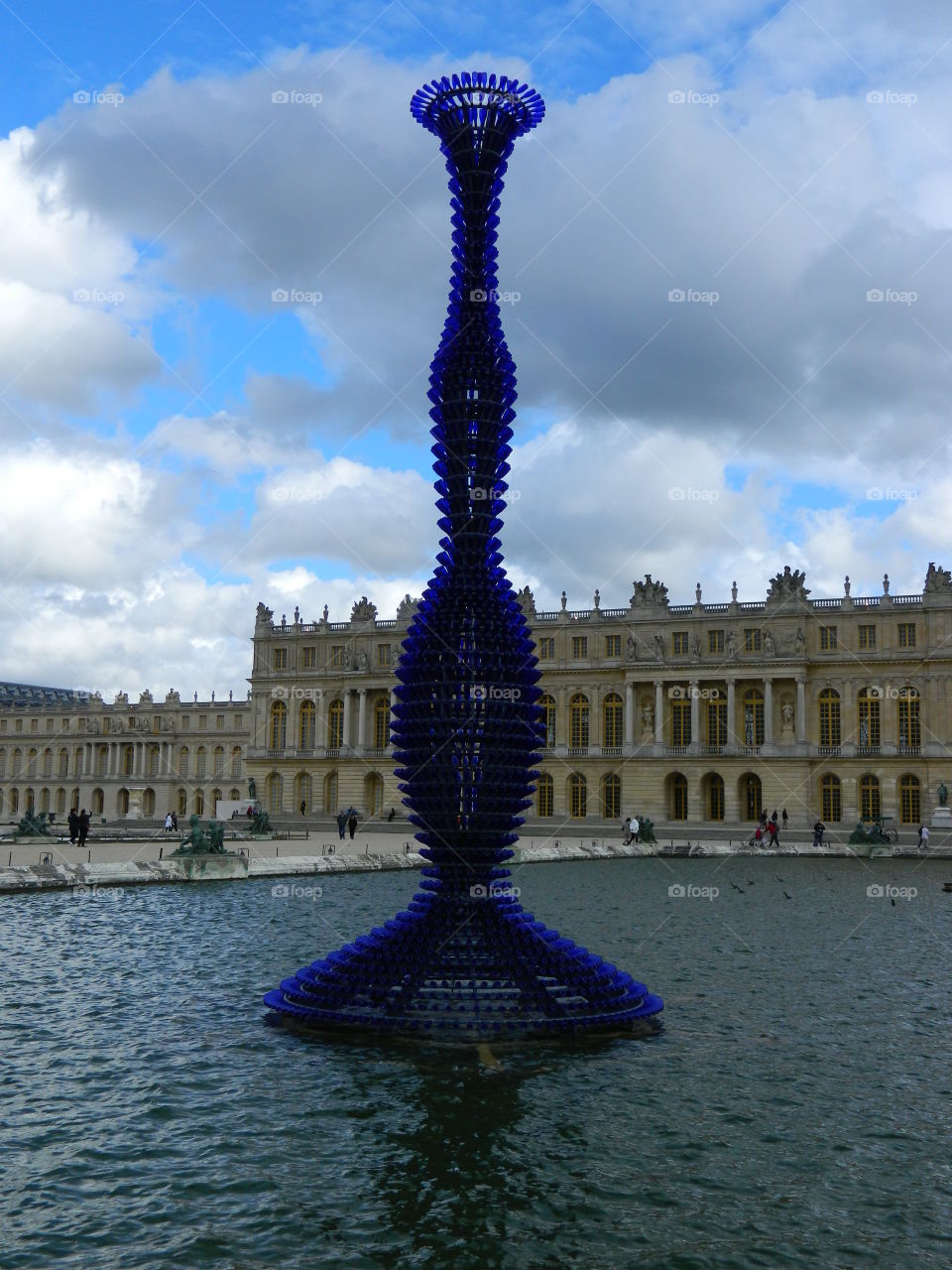 Champaign Bottle Art. This sculpture made out of Champaign bottles was on exhibit at the Palace of Versailles.