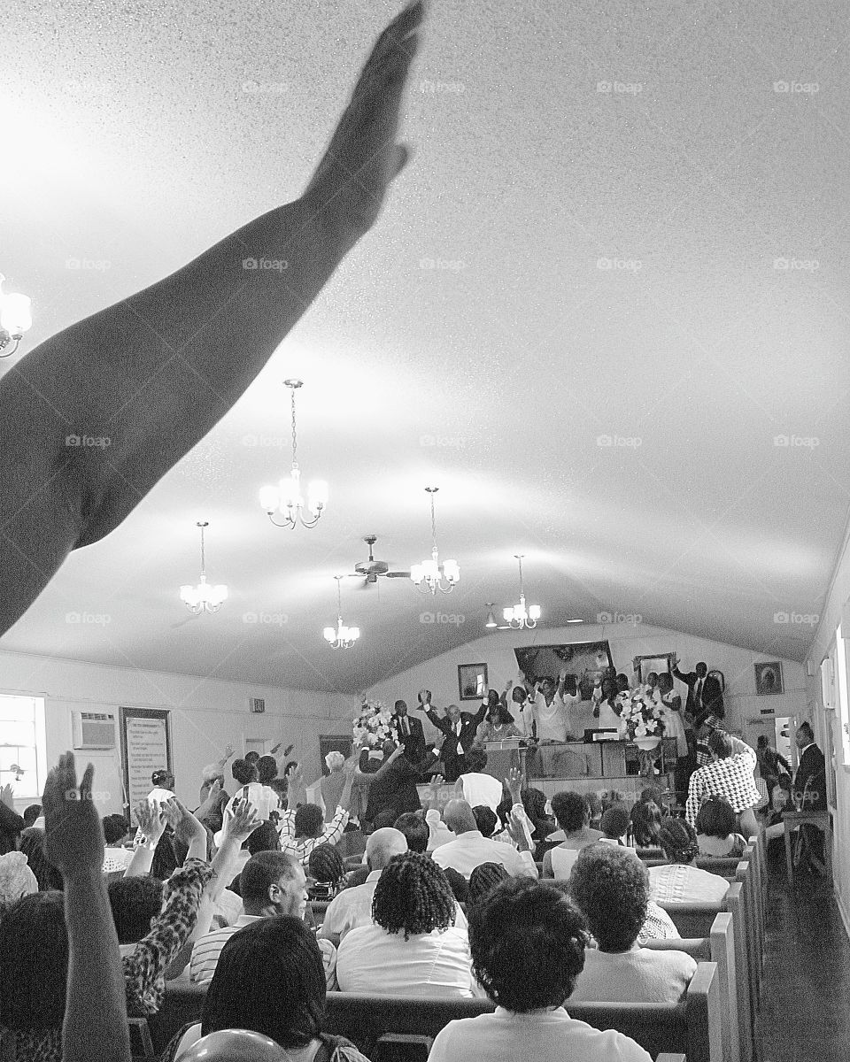 small church service in black and white