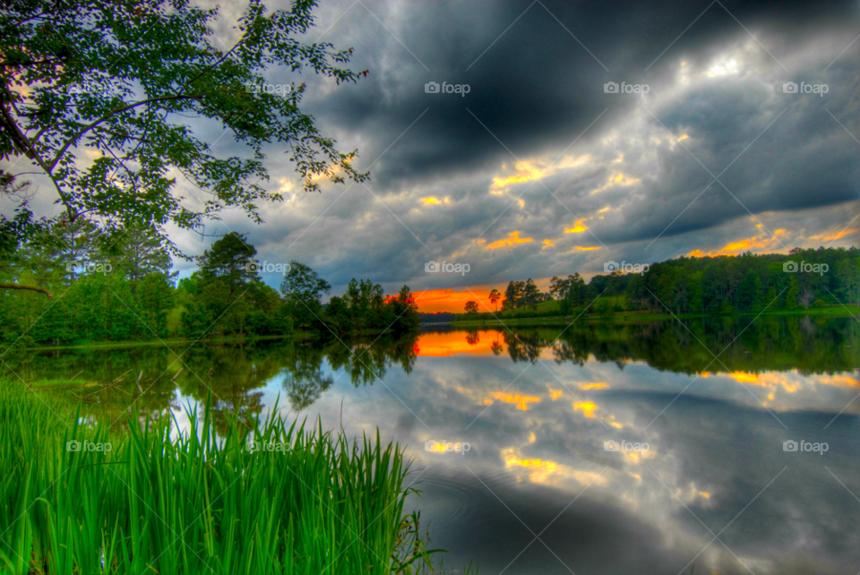 sunset sunset on lake by lightanddrawing