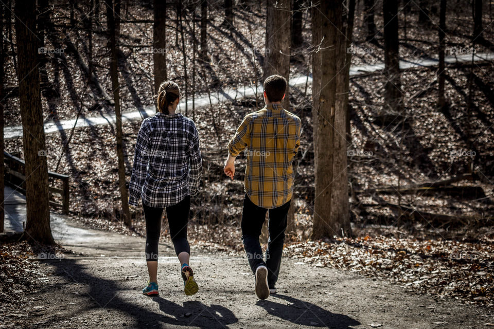 Matching couple on a trail